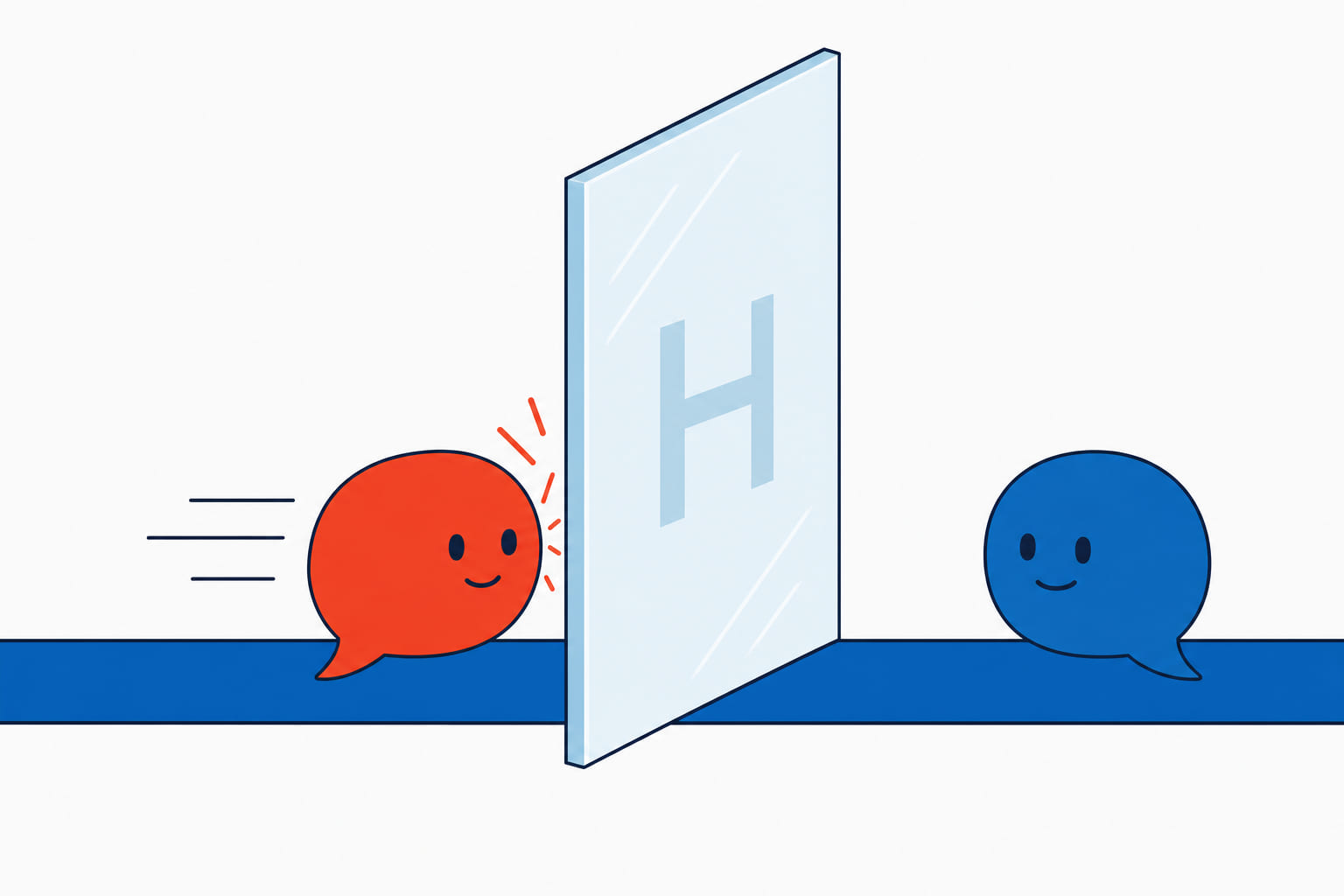 An aspirated h works like a glass wall: a syllable sliding along the track is stopped before it can link to the next word.
