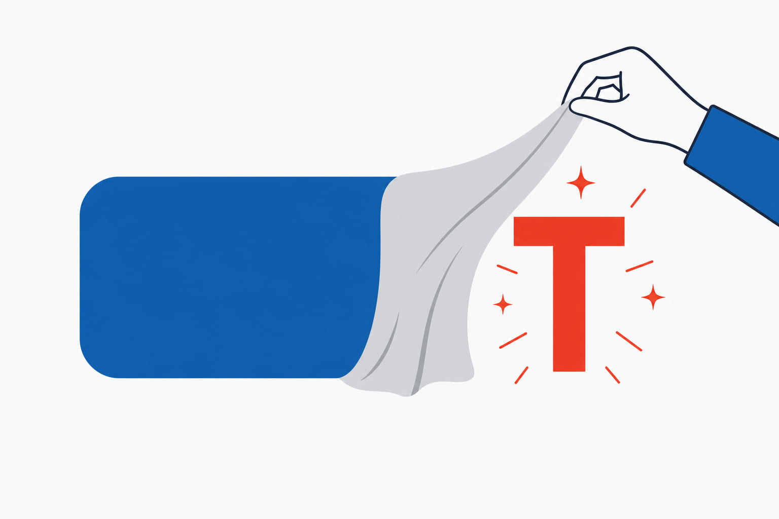 Lifting the silent ending uncovers the stem consonant: a hidden red T revealed at the end of a word block.